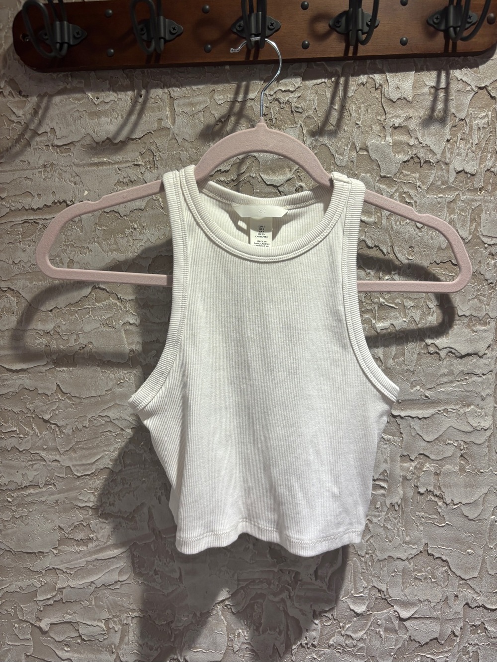 H&M White Ribbed Cropped Tank Top